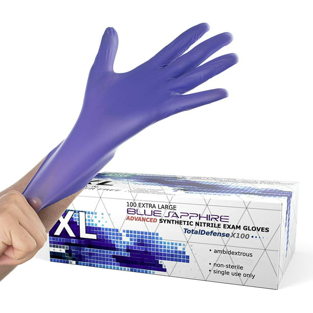 Size XL Blue Nitrile Gloves Non-Vinyl Latex Free - Same Day Shipping